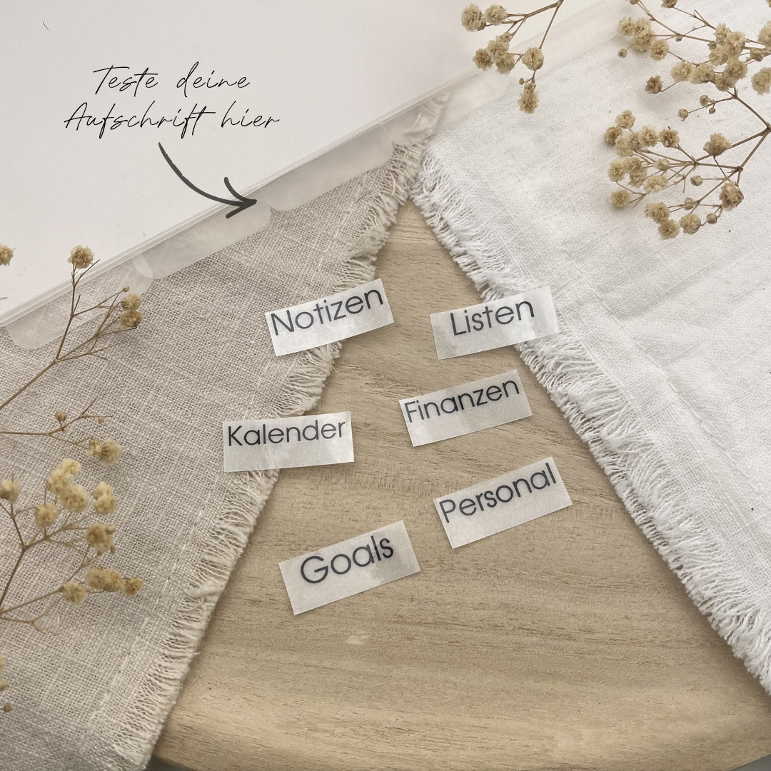 Schriftzugetiketten für A5 Register