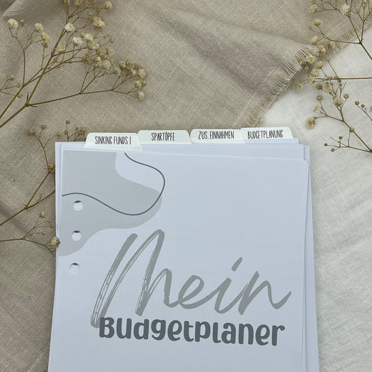 Register Tabs für den Budgetplaner